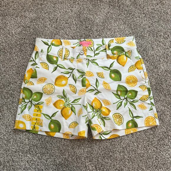 Isaac Mizrahi white lemon & lime print shorts size 8 NWOT - Picture 2 of 11